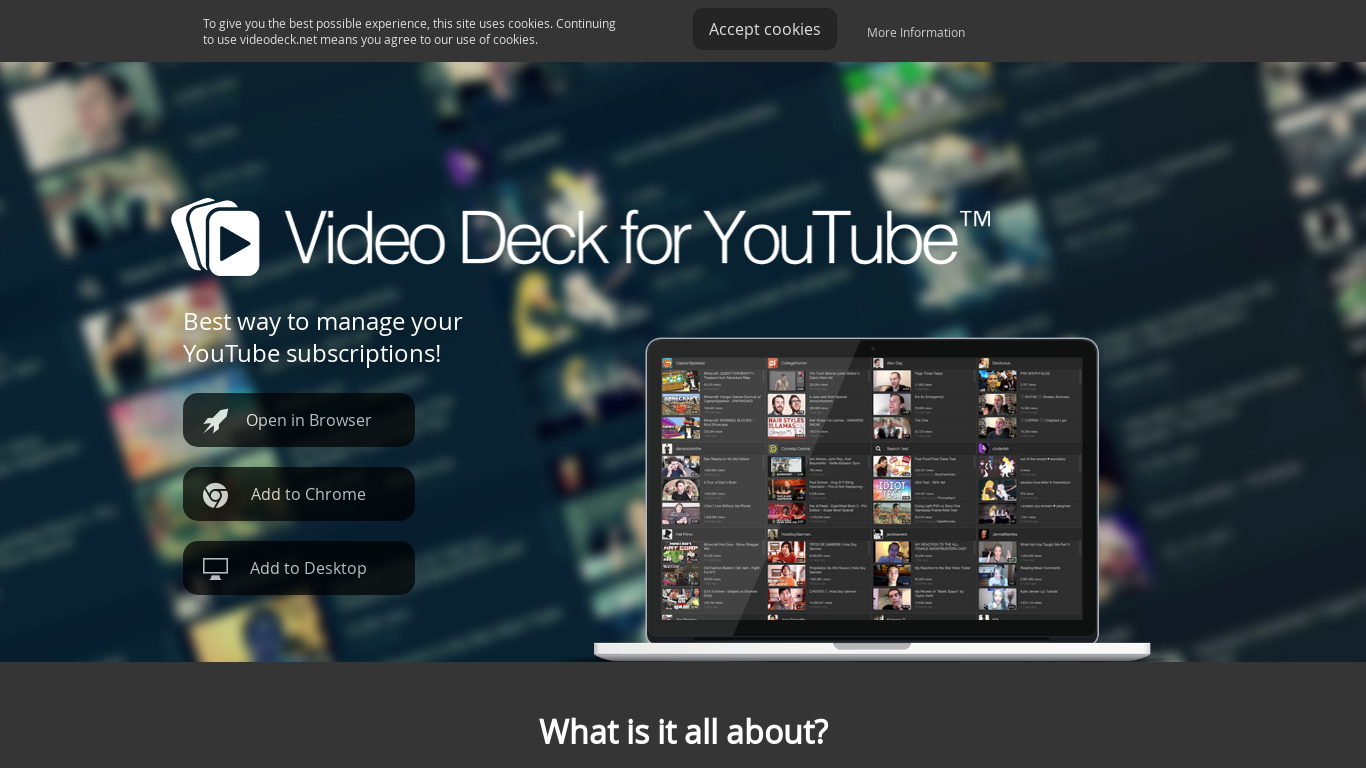 Video Deck for YouTube Landing page