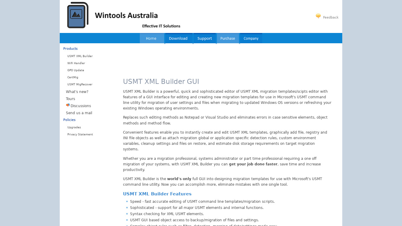 USMT XML Builder GUI Landing page