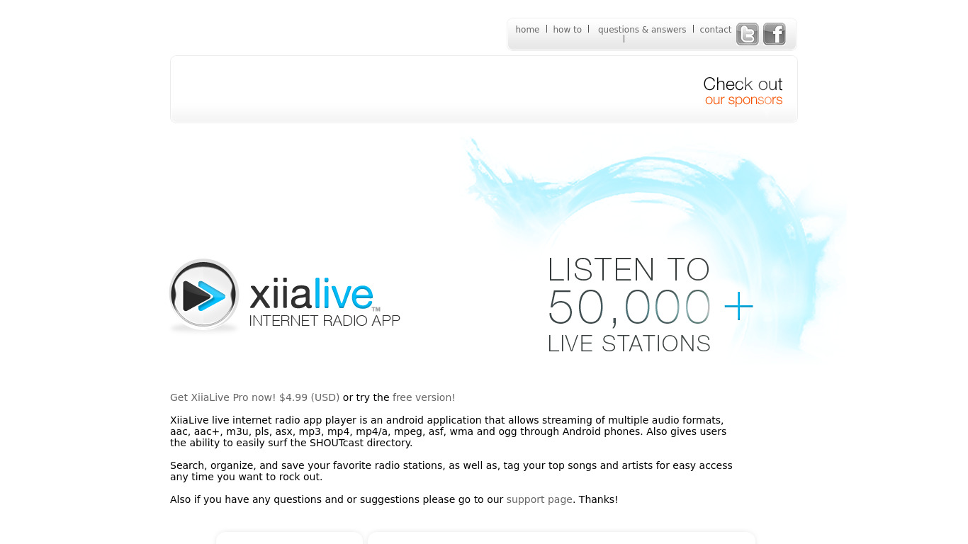 XiiaLive Landing page