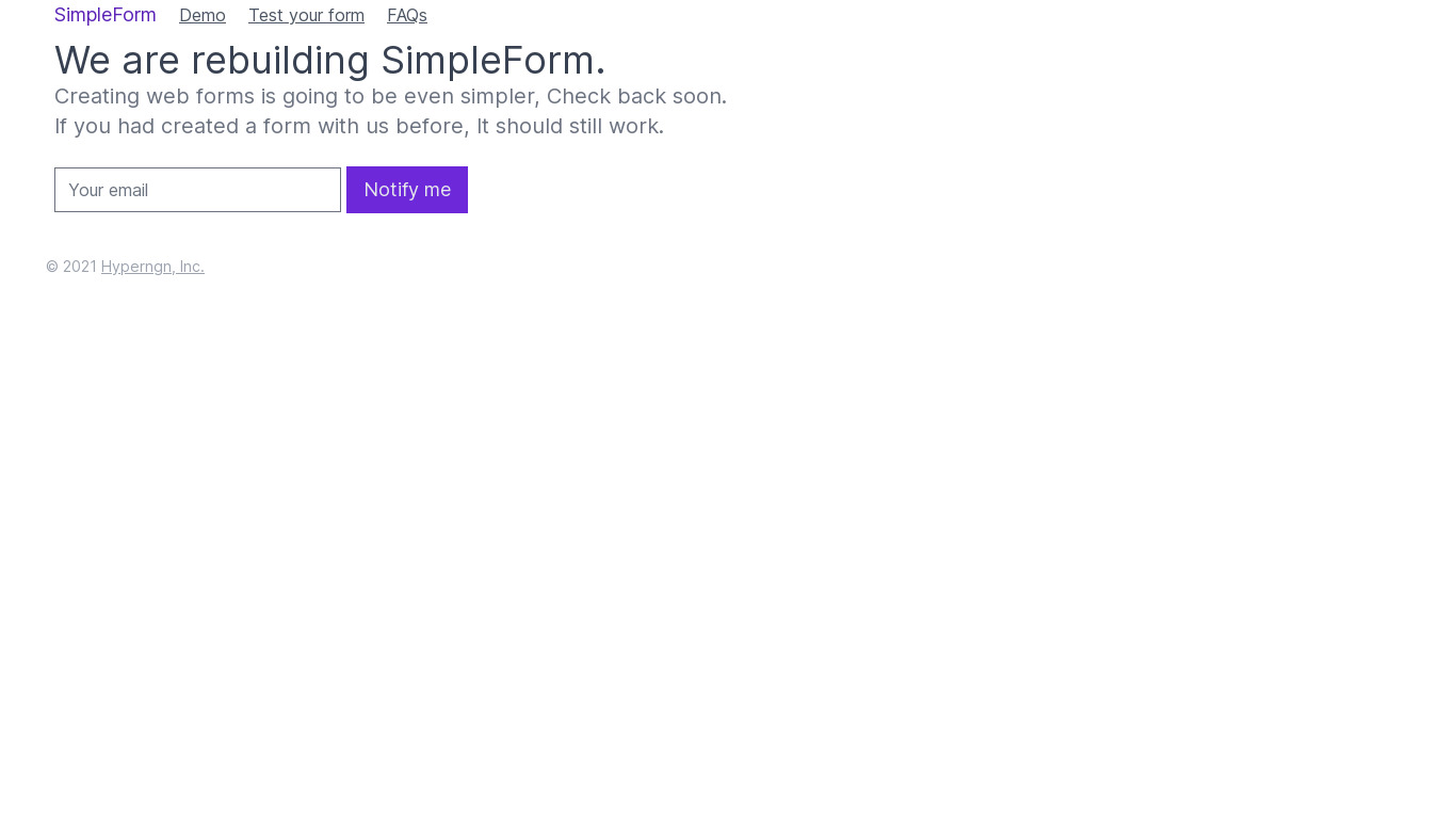 Simple Form Landing page