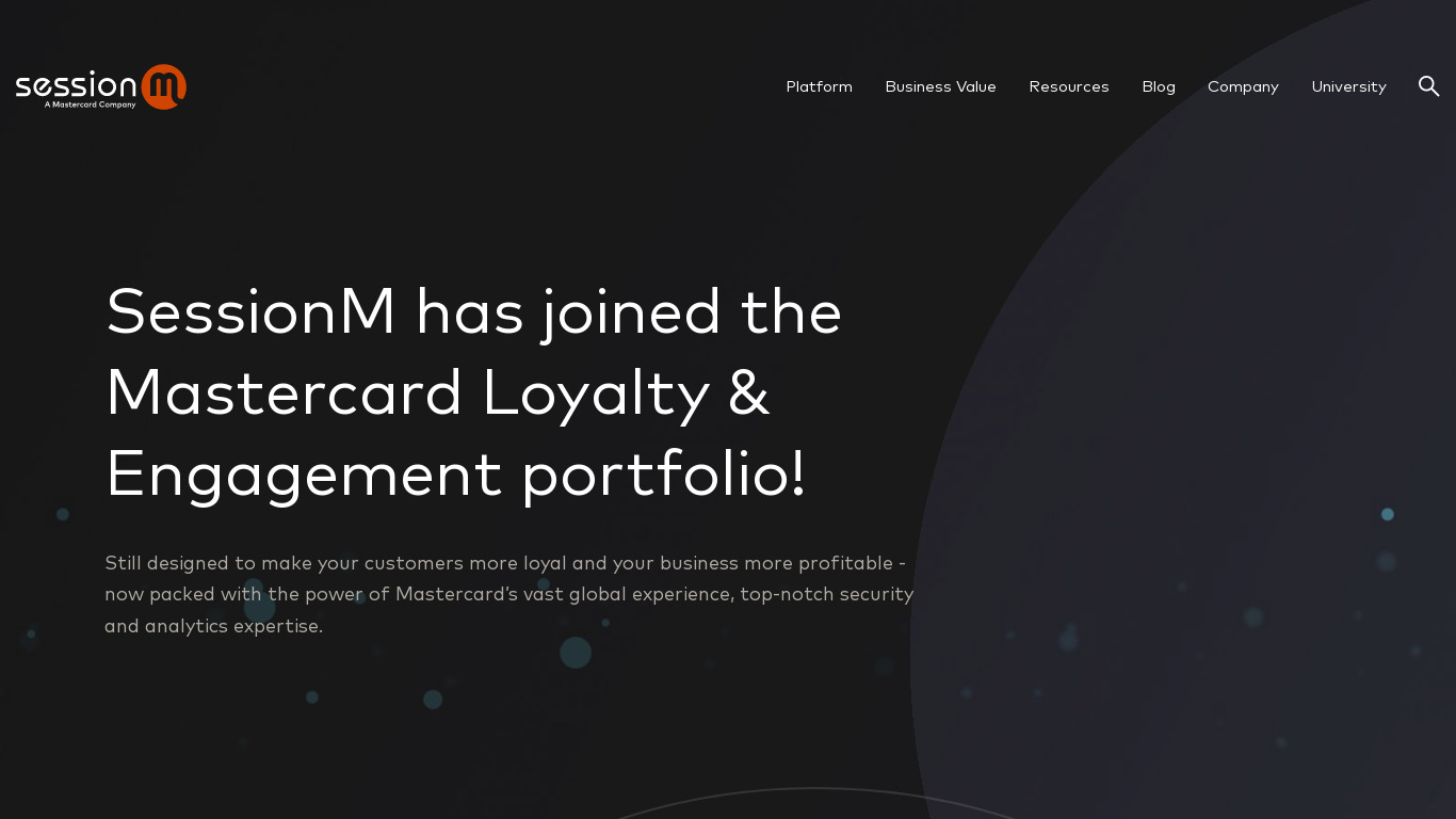 SessionM Landing page