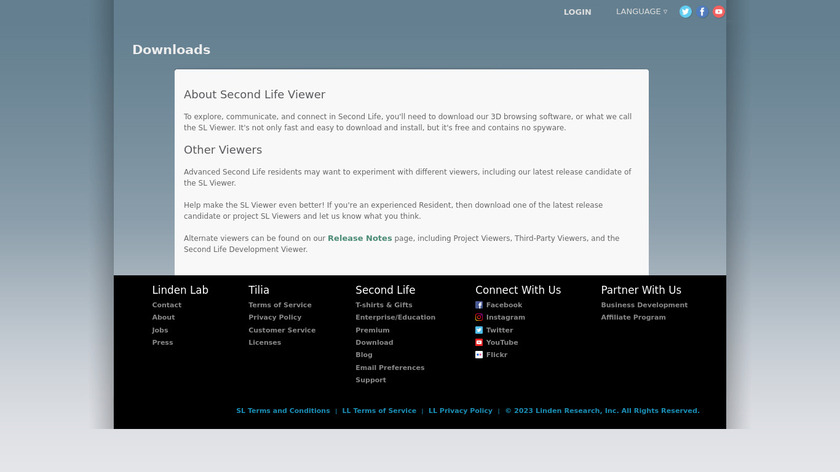 Second Life Viewer Landing Page
