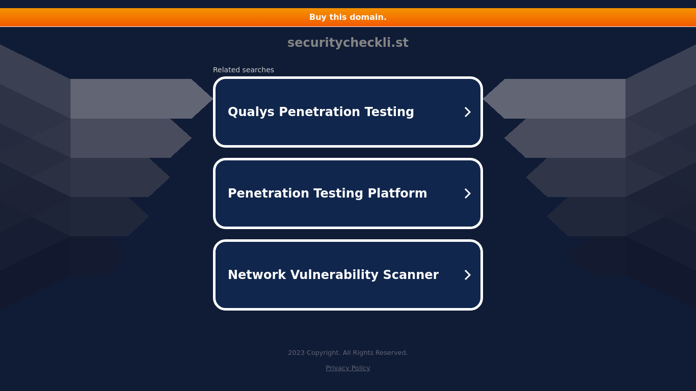 Security Checklist Landing page