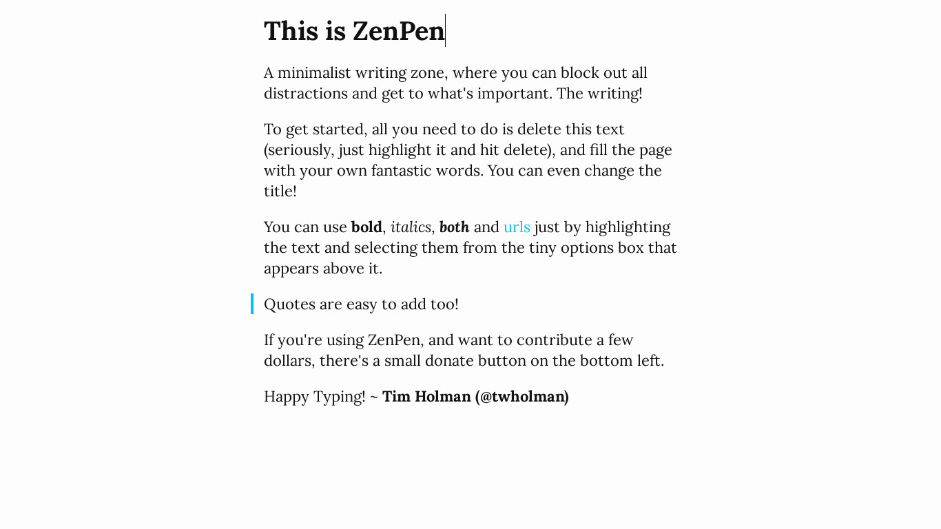 ZenPen Landing page