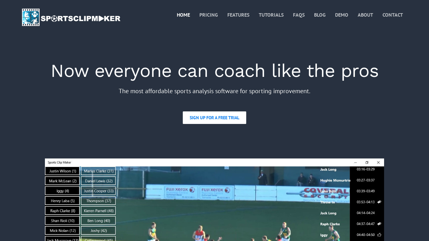 SportsClipMaker Landing page