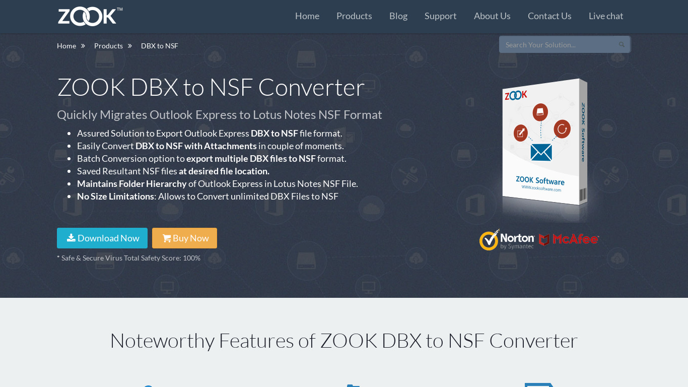 ZOOK DBX to NSF Converter Landing page