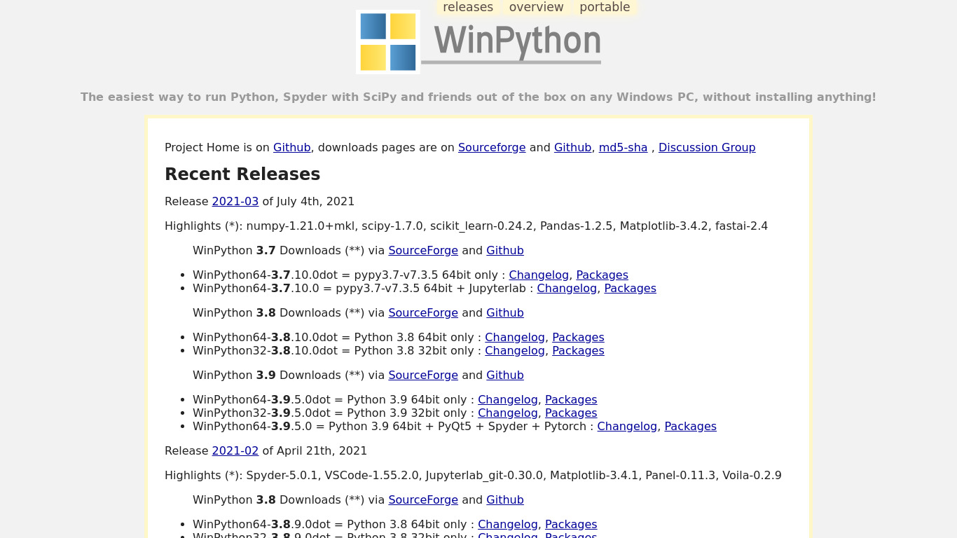WinPython Landing page