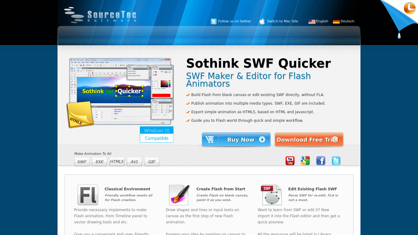 Sothink SWF Quicker Landing page