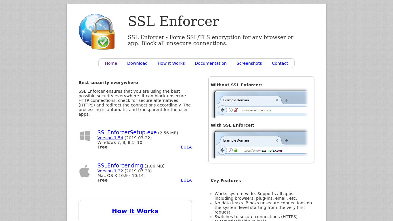 SSL Enforcer Landing page