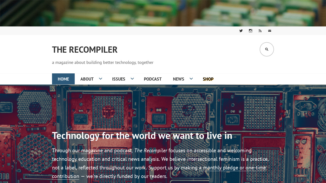The Recompiler Magazine Landing page