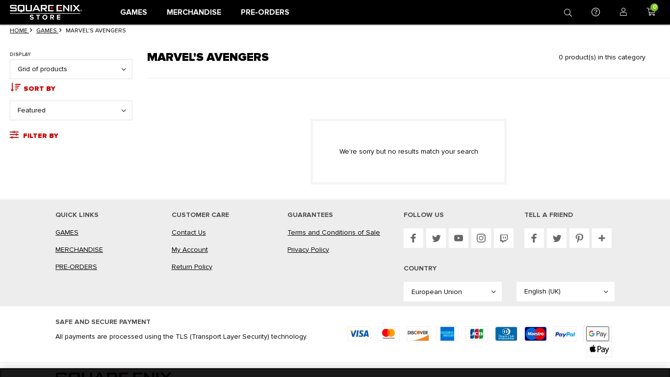 store.eu.square-enix-games.com Marvel's Avengers Landing page