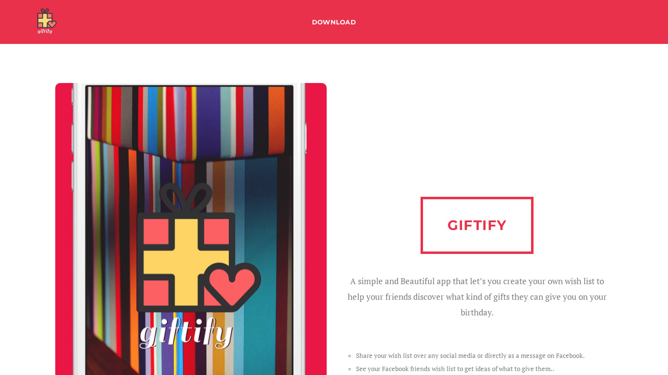 Giftify Landing page