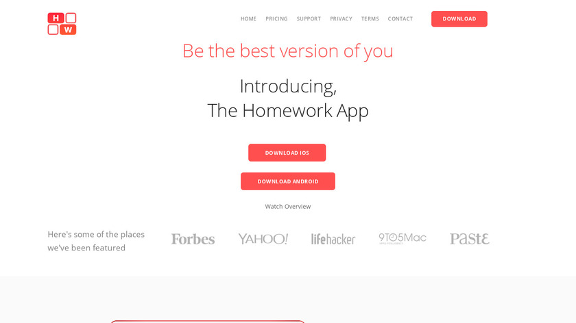 The Homework App Landing Page
