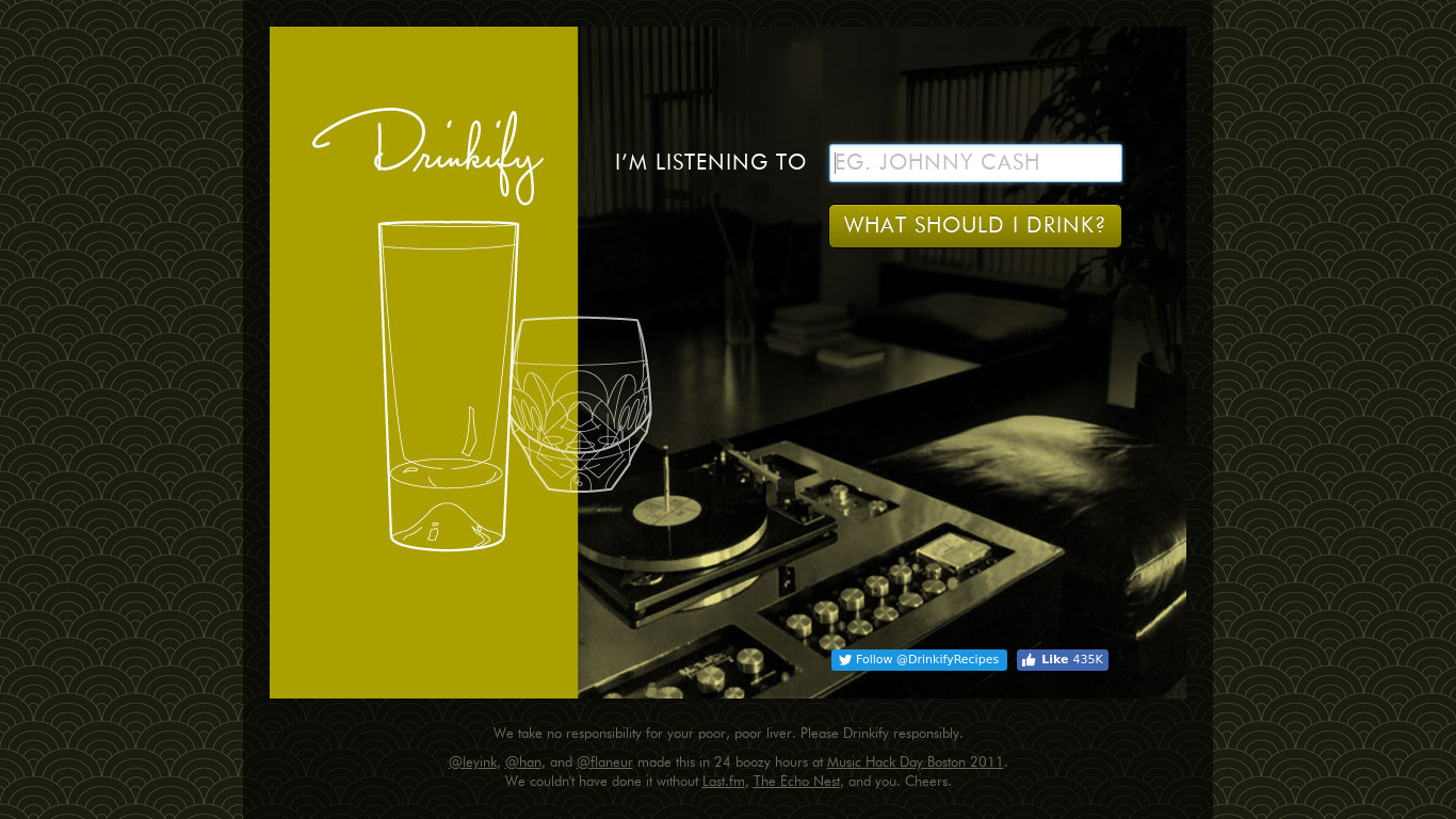 Drinkify Landing page