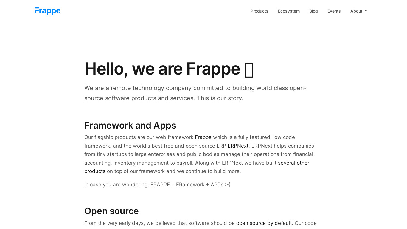 Frappe Framework Landing page