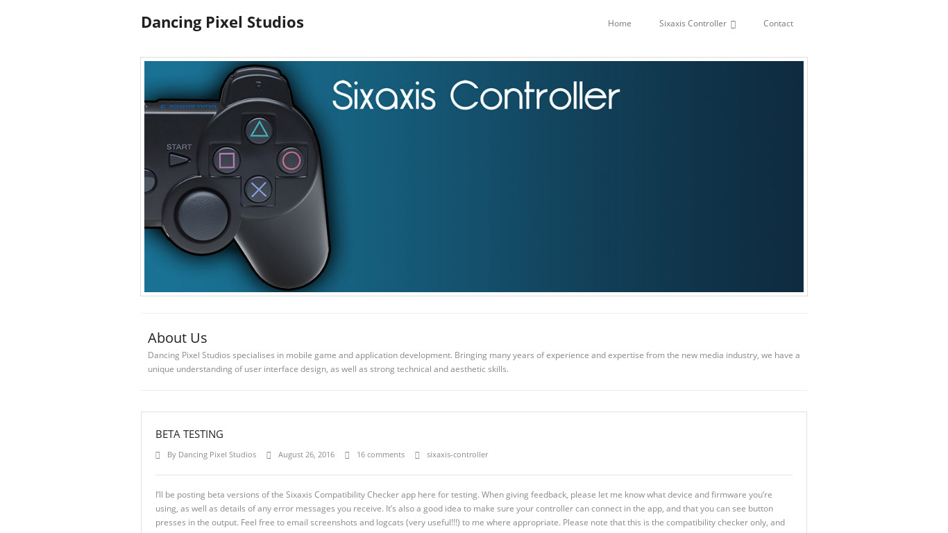 Sixaxis Controller Landing page