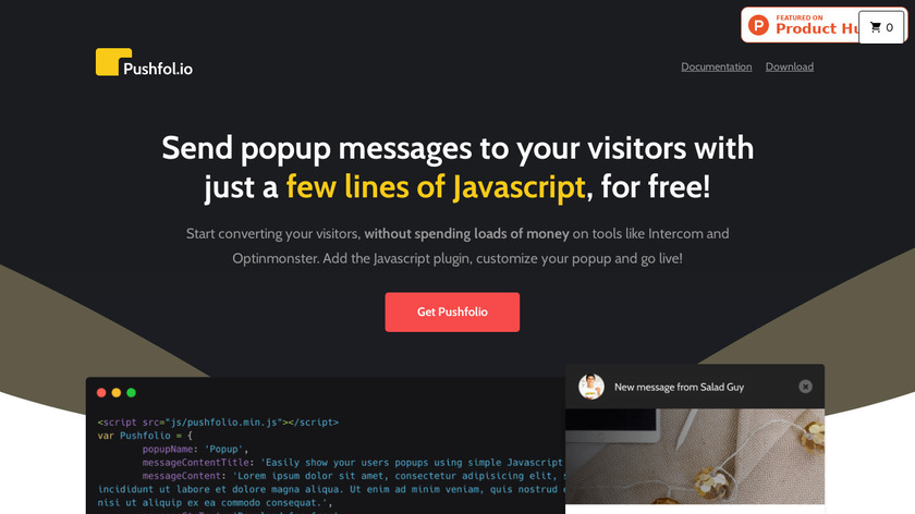 Pushfolio Landing Page