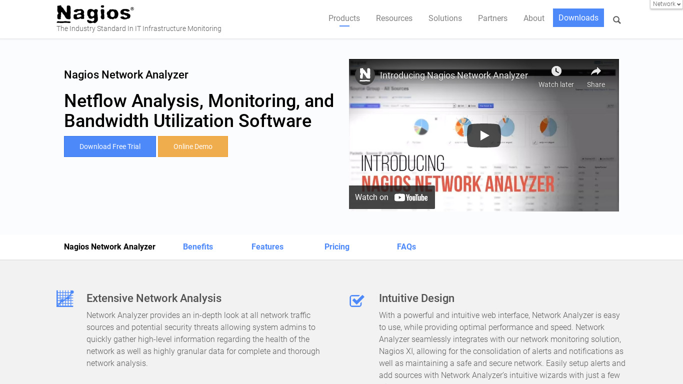 Nagios Network Analyzer Landing page