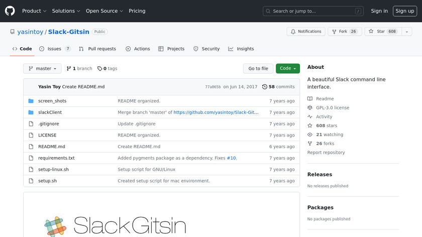 Slack Gitsin Landing Page