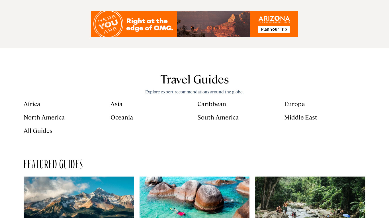 AFAR Travel Guide Landing page
