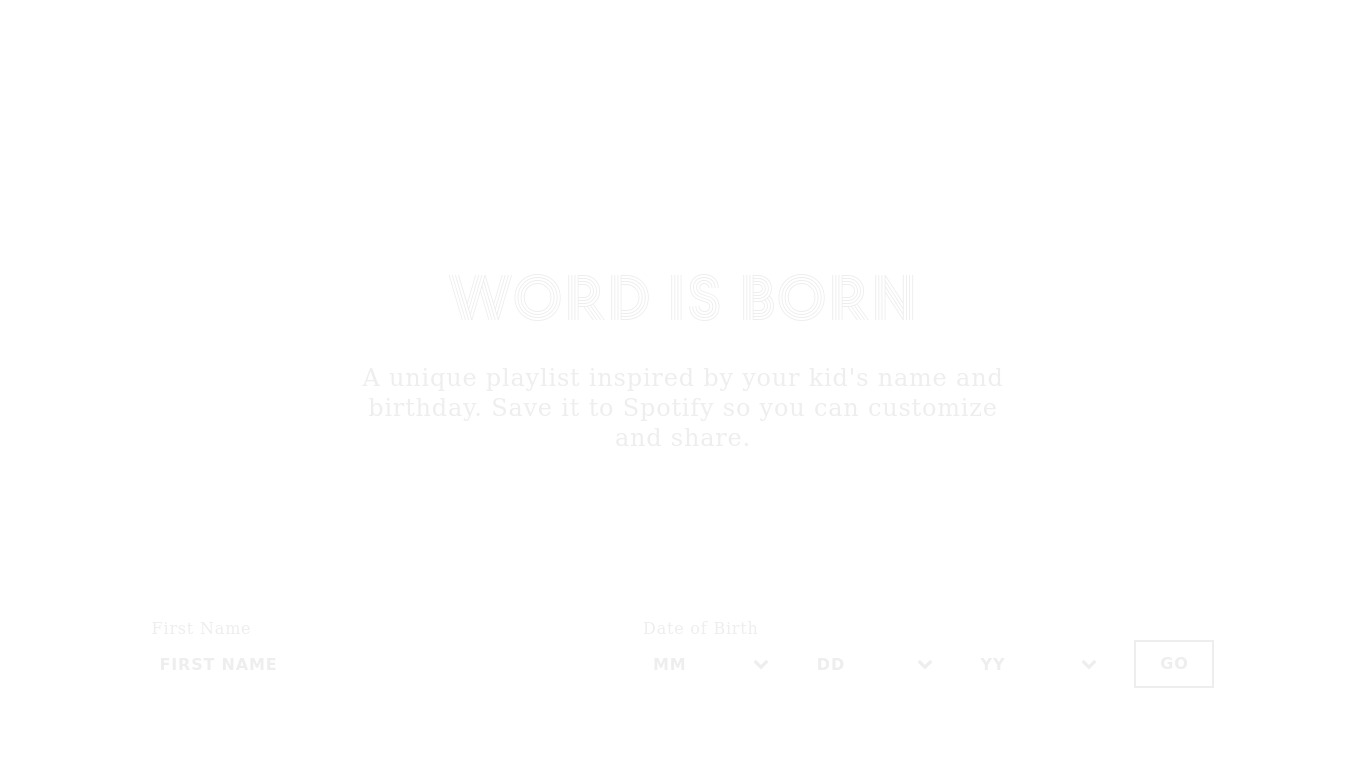 Word Is Born Landing page