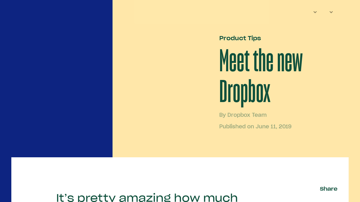 The New Dropbox Landing page