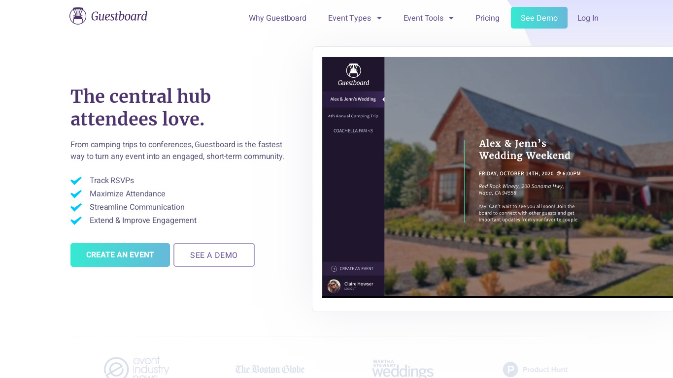 Guestboard Landing page