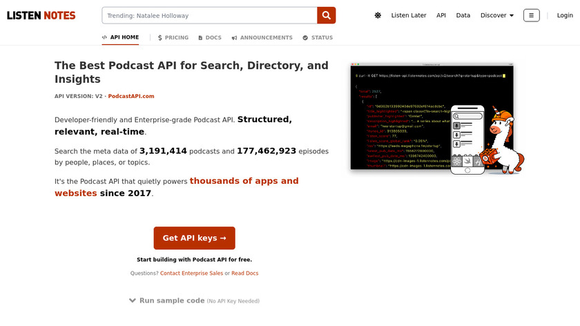 Listen API Landing Page
