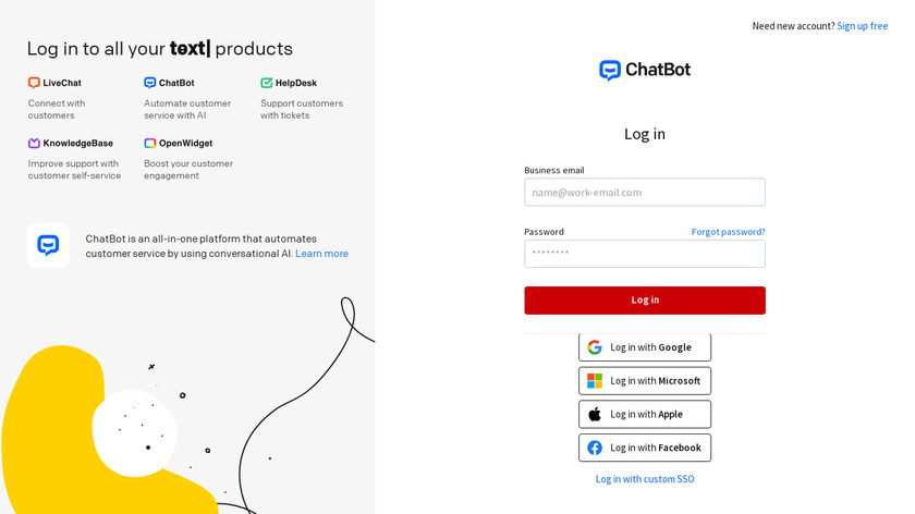 Chat Widget from ChatBot Landing Page