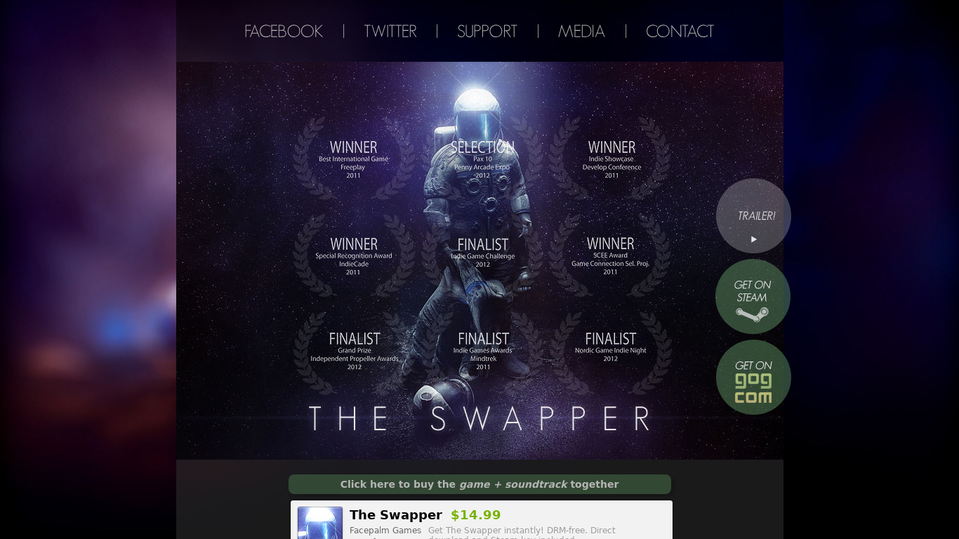 The Swapper Landing page