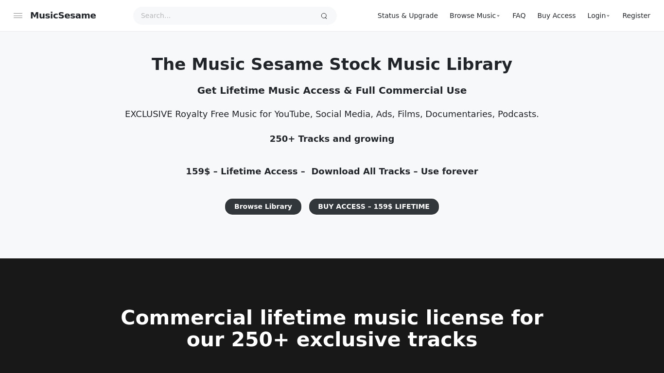 Musicsesame Landing page