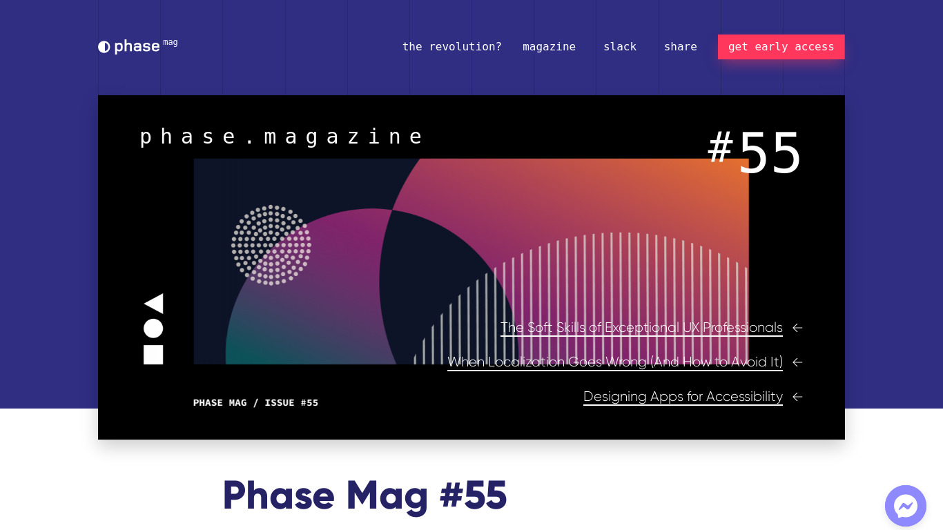 Phase Magazine Landing page