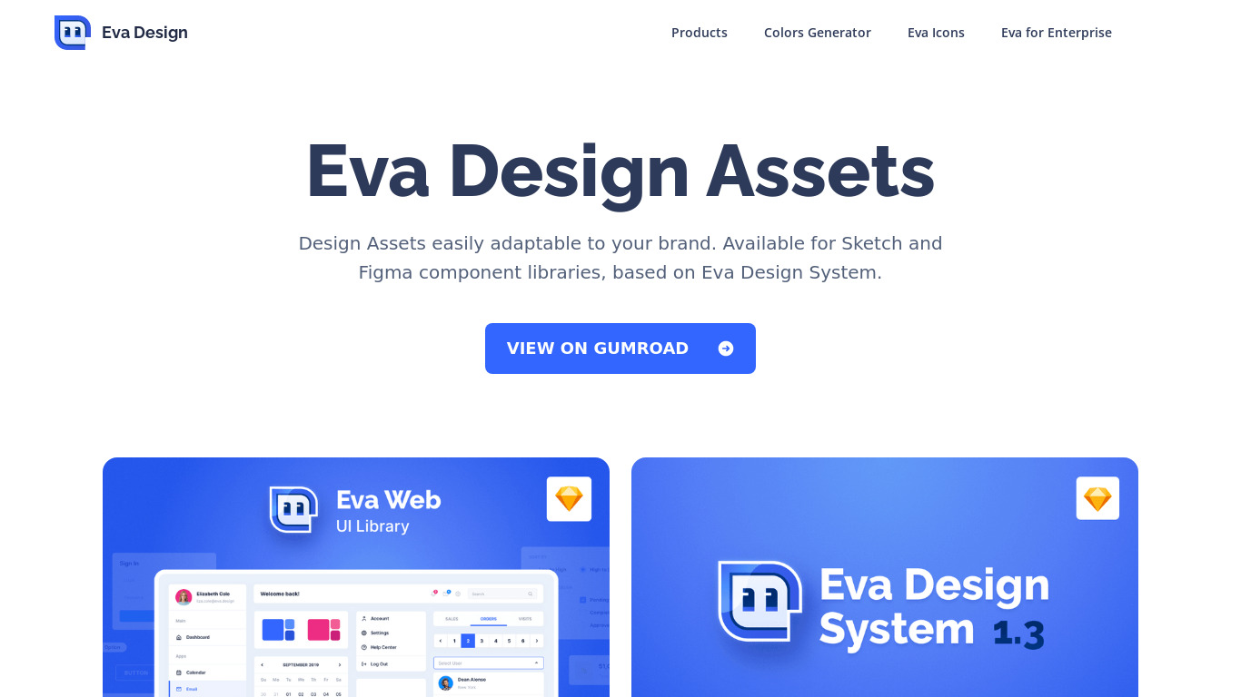Eva Design System Landing page