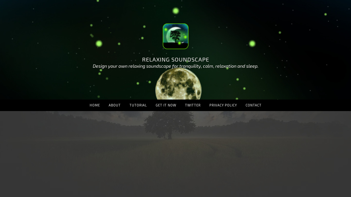 Relaxing Soundscape Landing page