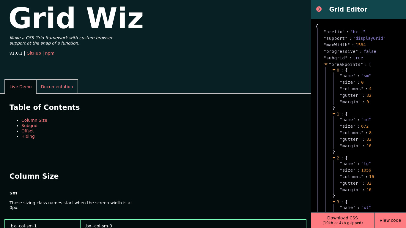 Grid Wiz Landing page