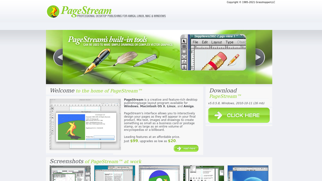 PageStream Landing page