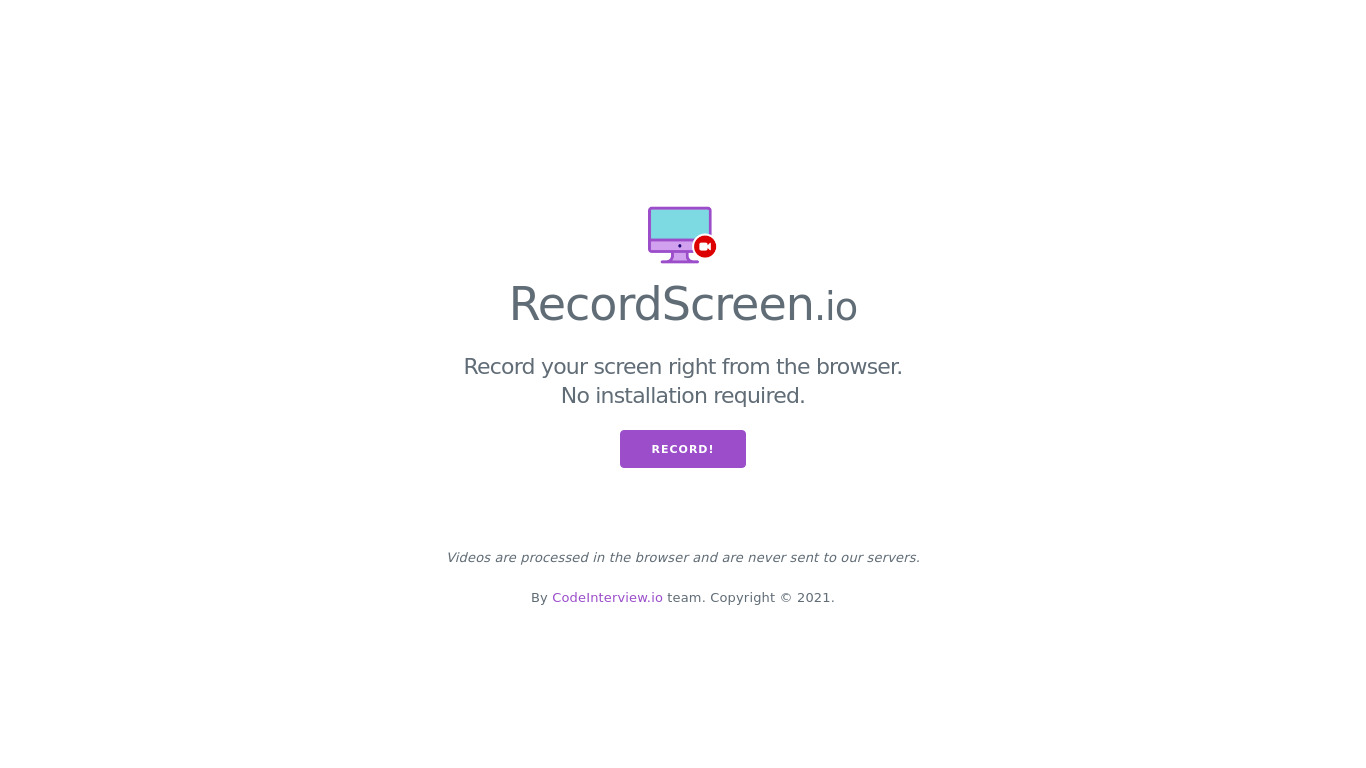 RecordScreen.io Landing page
