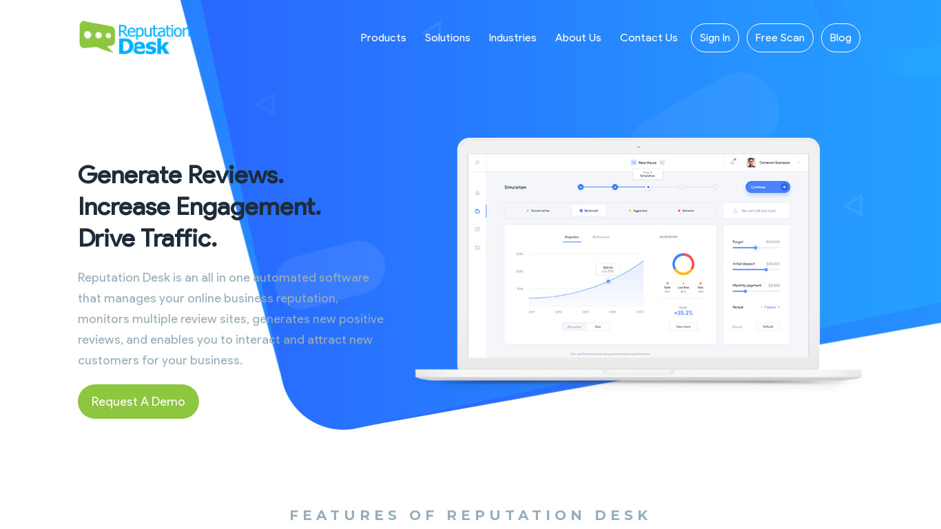 Reputation Desk Landing page