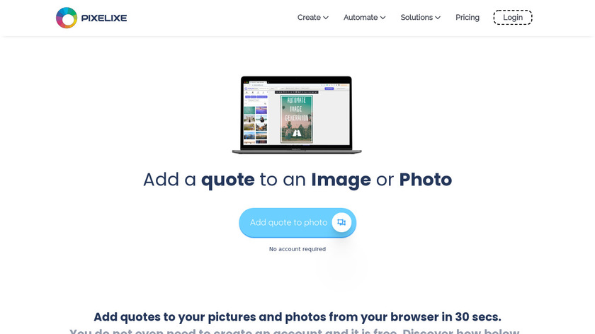 Pixelixe Quote Maker Landing Page