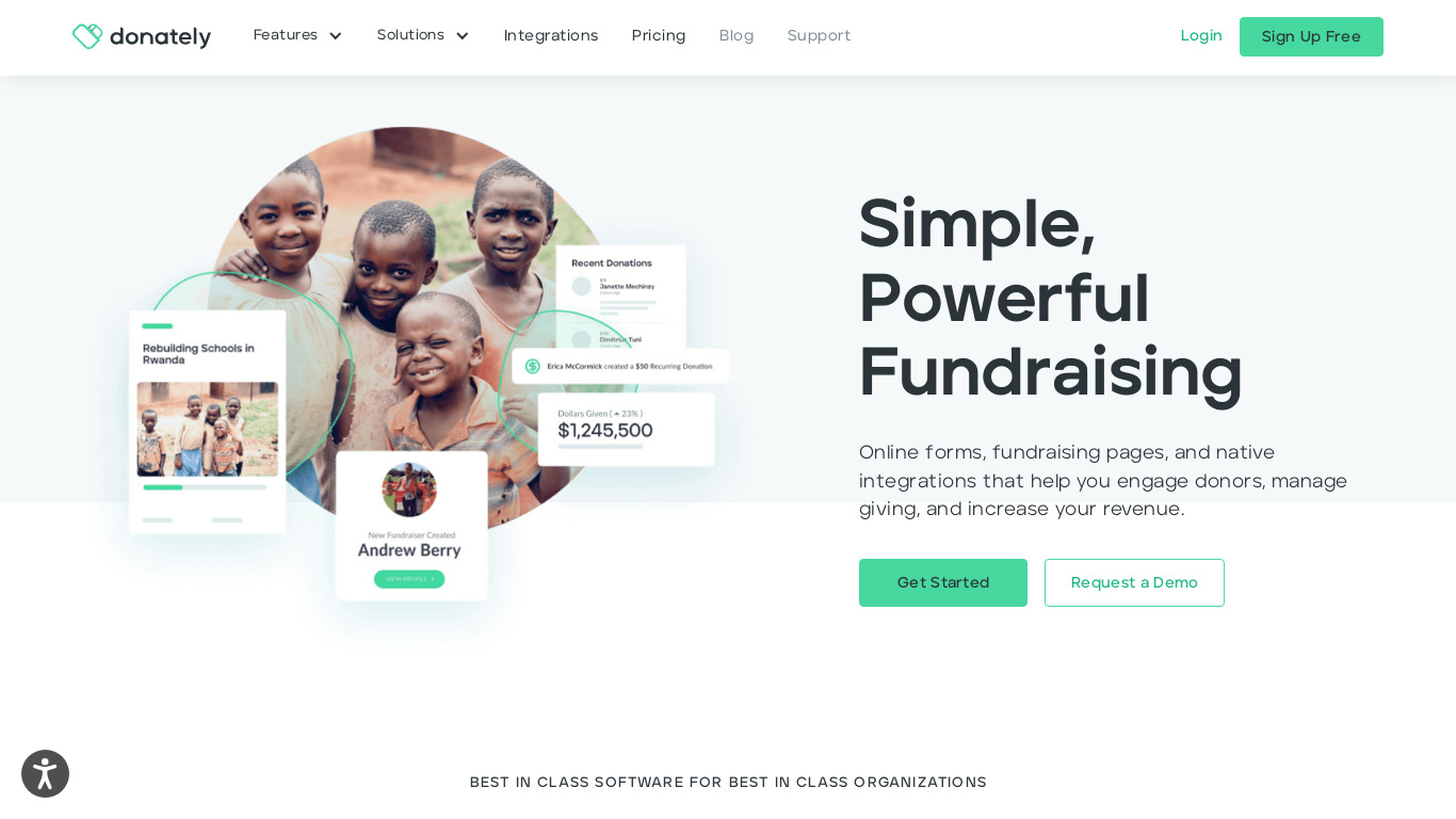 donate.ly Landing page