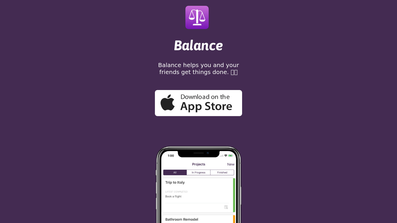 Balance Landing page