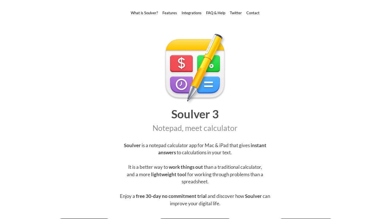 Soulver 3 for Mac Landing page