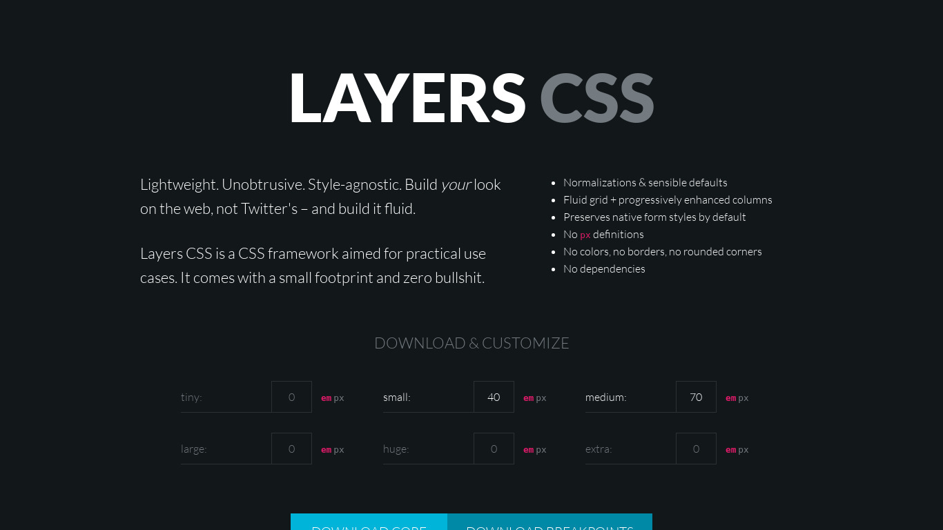 Layer CSS Landing page