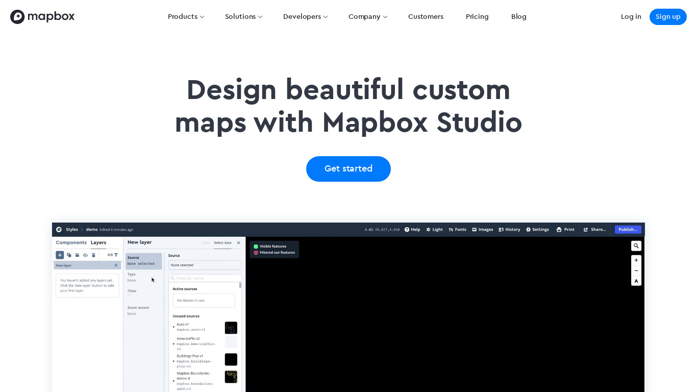 Mapbox Studio Landing page