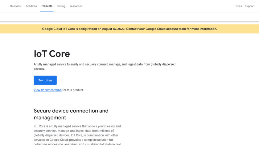 Google Cloud IoT Core Landing Page