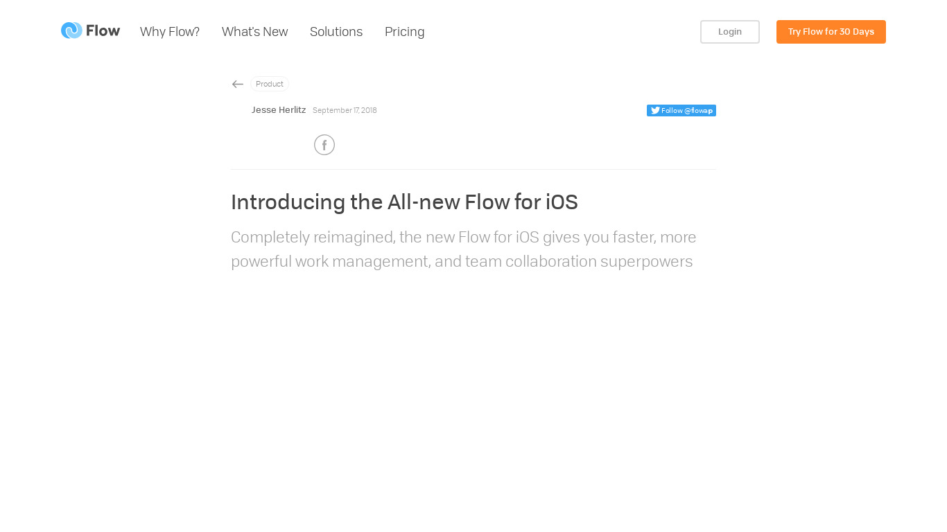 Flow for iOS Landing page