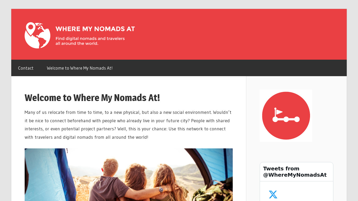 Where My Nomads At Landing page