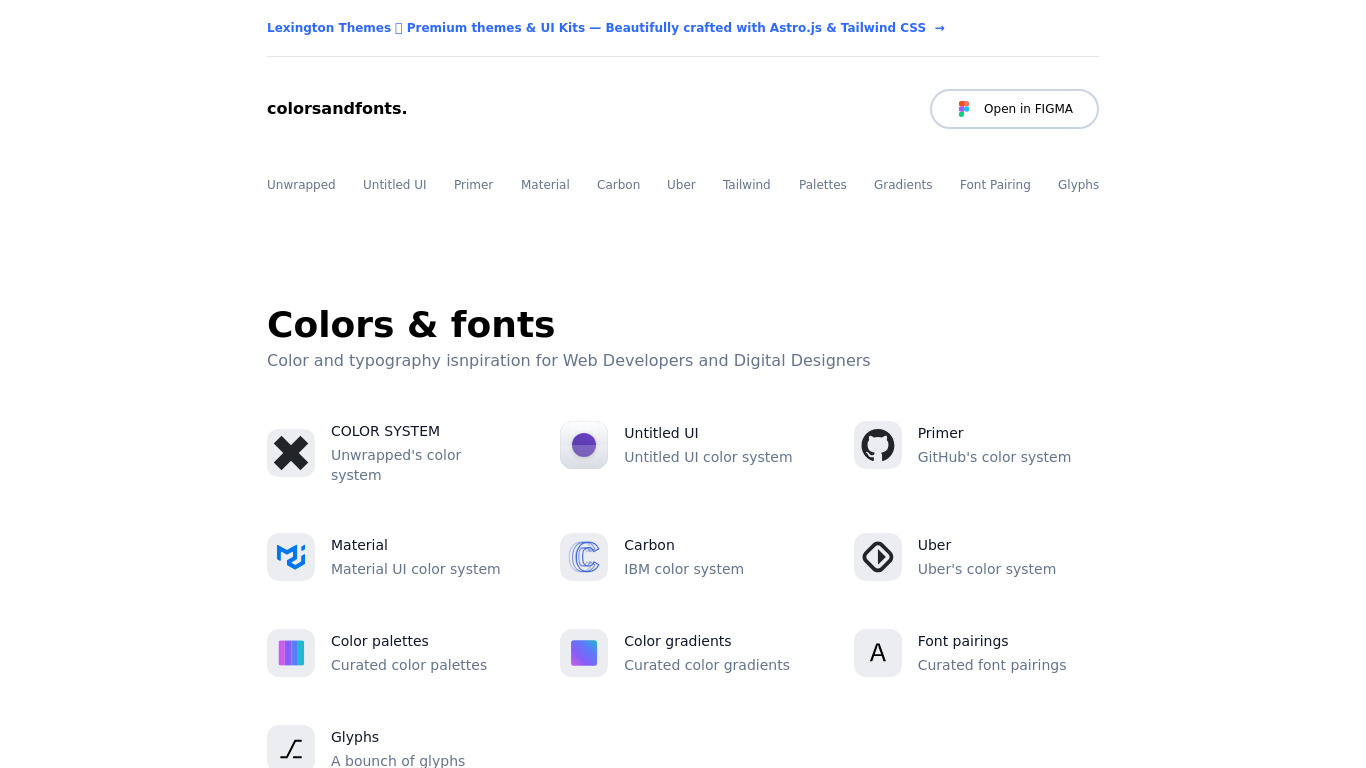 Colors & Fonts Landing page