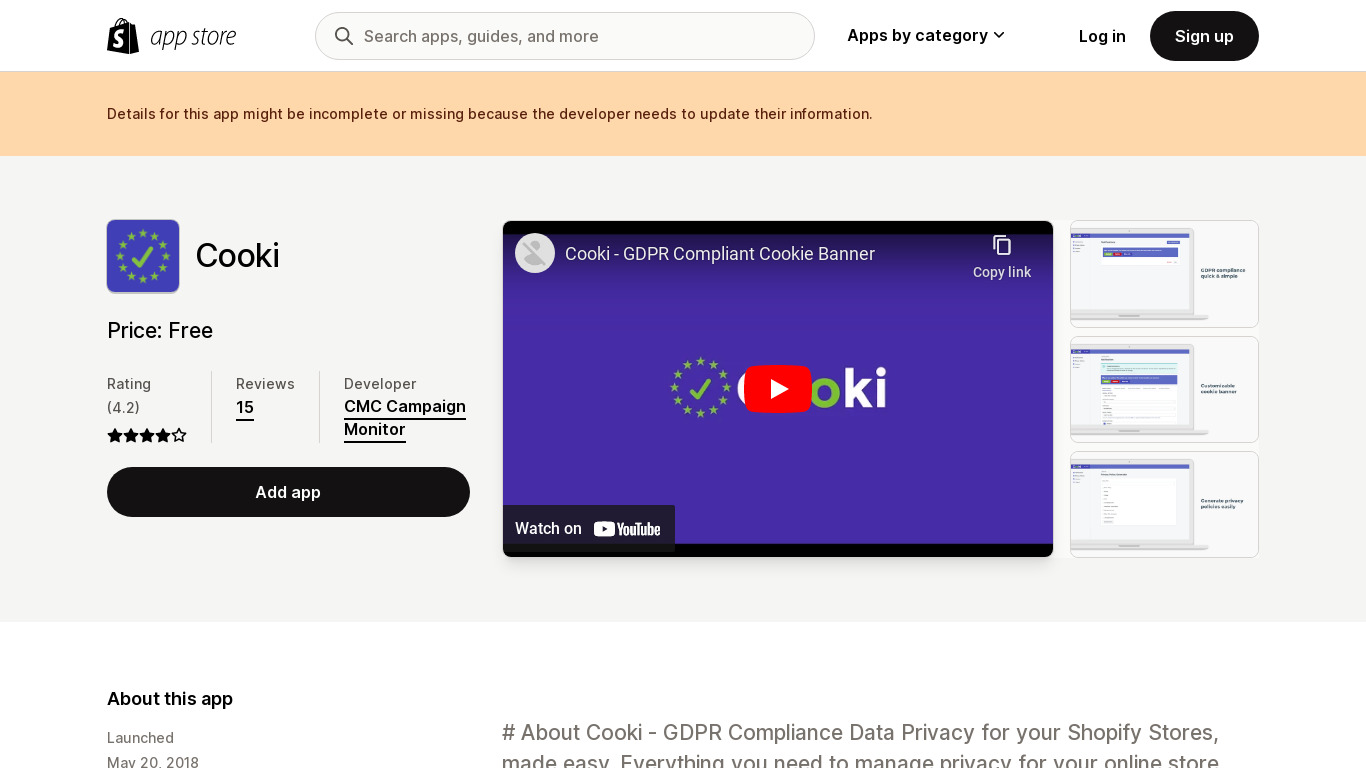 Cooki Landing page