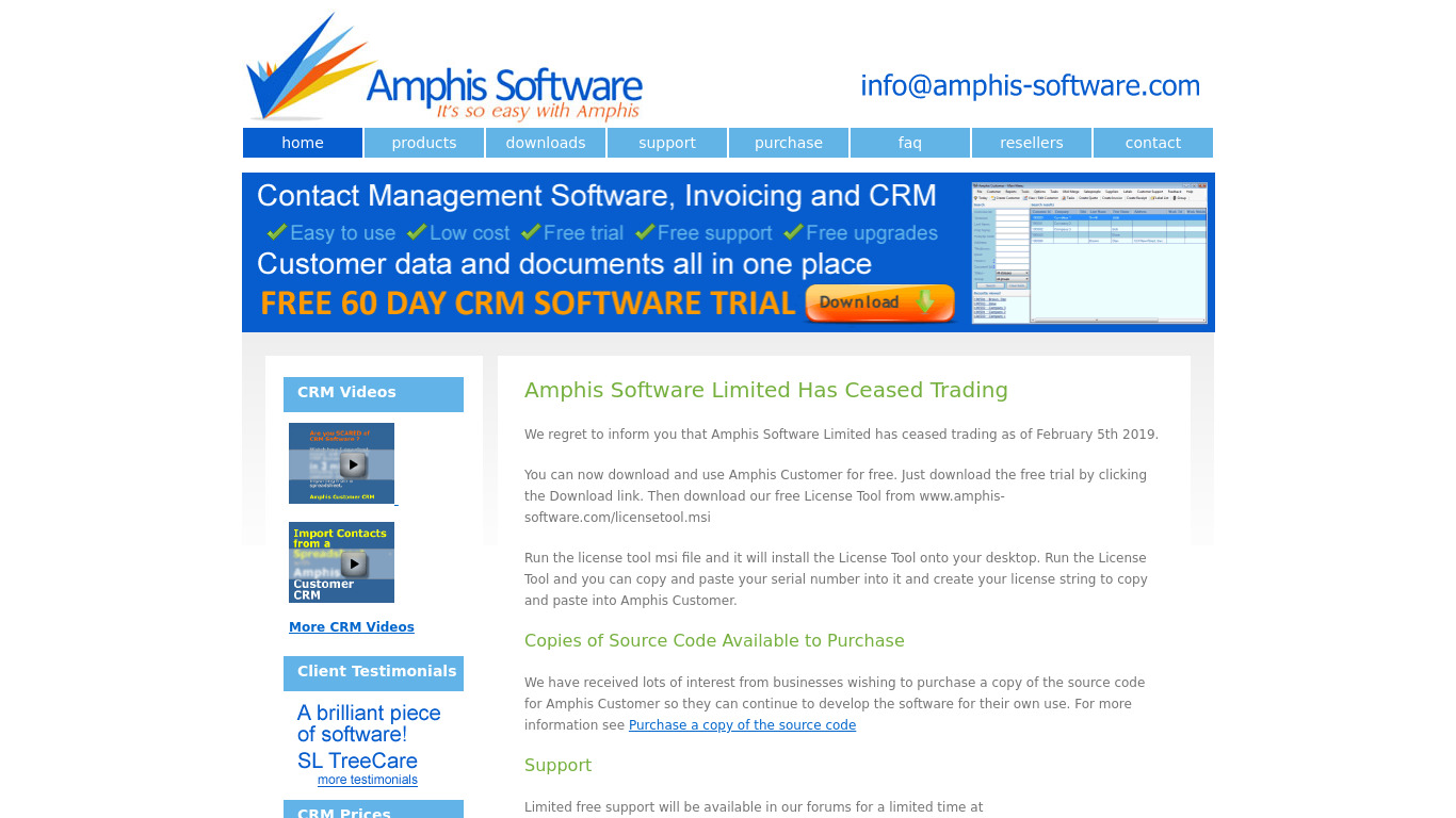 Amphis Customer Landing page